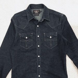 Ralph Lauren RRL Slim Denim Western Shirt Small